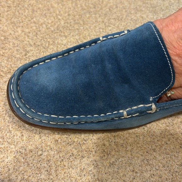 Prada Women’s Peacock Blue Suede Loafers - Picture 7 of 7